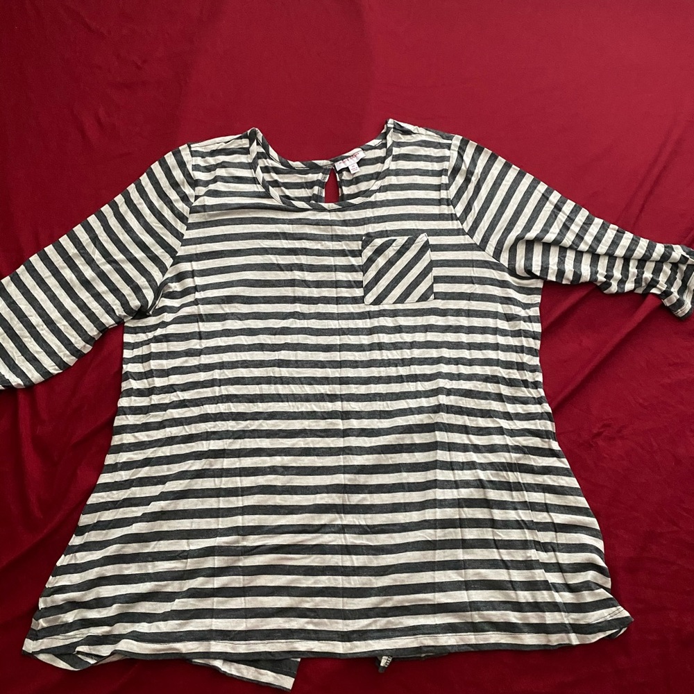 White and Grey Striped Shirt